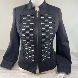 NWT Peter Nygard Rhinestone Military Jacket